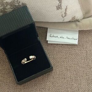 Solid yellow gold 10k bezel set open wedding band size 6